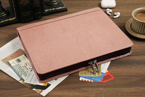Vegan Leather Portfolio Organizer, Zippered Portfolio Binder Personalized Business Padfolio with Tablet Holder for A4 Letter Size Notepad & 13 Inch Laptop/Tablet - Black in Saudi Arabia