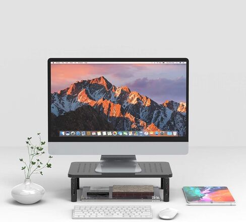 حامل شاشة Minthouz، حامل شاشة كمبيوتر قابل للتعديل بارتفاع 3، حامل شاشة مريح مع مطاط مضاد للانزلاق، حامل سطح مكتب معدني عالي التحمل يصل إلى 44 رطلاً لطابعة الكمبيوتر المحمول iMac - أبيض in Kuwait