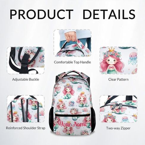 Girls Backpack for School, Mermaid Backpack for Elementary Preschool, Cute Kid Backpacks with Lunch Box and Pencil Case, 17" Lightweight Large Capacity Aesthetic Bookbag in Saudi Arabia