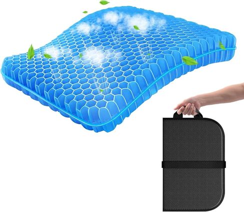 Travel Seat Cushion, Portable Gel Seat Cushion, 16.5" x 12" Foldable Seat Cushion for Car/Office Chair/Coccyx, Sciatica, Pressure Sores Tailbone Pain Relief, Airplane Seat Cushion for Long Flights in Saudi Arabia