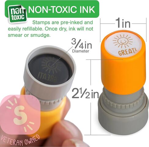 Stamp Joy - 6 Self-Ink Flash Stamp Set, Multicolor Teacher Stamps, Office Stationery Stamps, Pre-Inked, Refillable Stamps (Motivation Set) in Saudi Arabia
