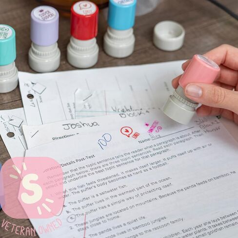 Stamp Joy - 6 Self-Ink Flash Stamp Set, Multicolor Teacher Stamps, Office Stationery Stamps, Pre-Inked, Refillable Stamps (Motivation Set) in Saudi Arabia