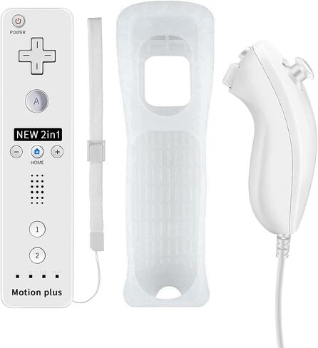 QUMOX Remote Game Control, Built-in Motion Plus Remote and Nunchuk Controller with Silicon Case for Wii and Wii U (Blue) in Kuwait