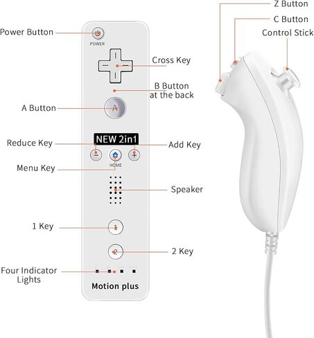 QUMOX Remote Game Control, Built-in Motion Plus Remote and Nunchuk Controller with Silicon Case for Wii and Wii U (Blue) in Kuwait