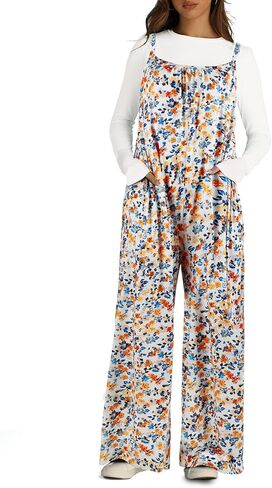 جمبسوت للنساء كاجوال بوهو بدون أكمام وحزام واسع الساق وزرة عصرية 2024 in Kuwait