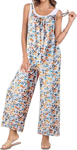 جمبسوت للنساء كاجوال بوهو بدون أكمام وحزام واسع الساق وزرة عصرية 2024 in Kuwait