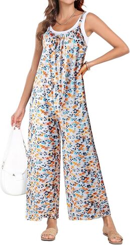 جمبسوت للنساء كاجوال بوهو بدون أكمام وحزام واسع الساق وزرة عصرية 2024 in Kuwait