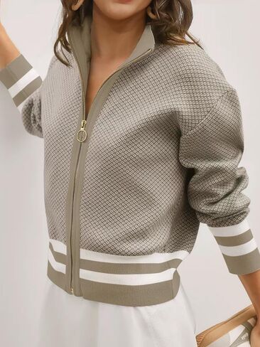 SuperPrity Cardigan Sweaters for Women Long Sleeve Zip Up Lightweight Knit Jacket 2024 Fashion Fall Baseball Coats Outwear in Kuwait