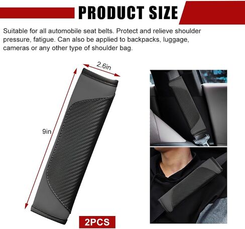 2 PCS Car Seat Belt Cover, Carbon Fiber Leather Auto Seat Belt Pads Cover, Safety Seatbelt Shoulder Strap Covers Protect Your Neck and Shoulder, Universal Car Accessories (Black+Yellow) in Saudi Arabia