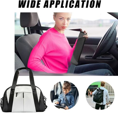 2 PCS Car Seat Belt Cover, Carbon Fiber Leather Auto Seat Belt Pads Cover, Safety Seatbelt Shoulder Strap Covers Protect Your Neck and Shoulder, Universal Car Accessories (Black+Yellow) in Saudi Arabia