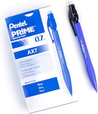 قلم رصاص ميكانيكي من Pentel Prime 0.7 مم، أسطوانة حمراء، صندوق من 12 (AX7B) in Kuwait