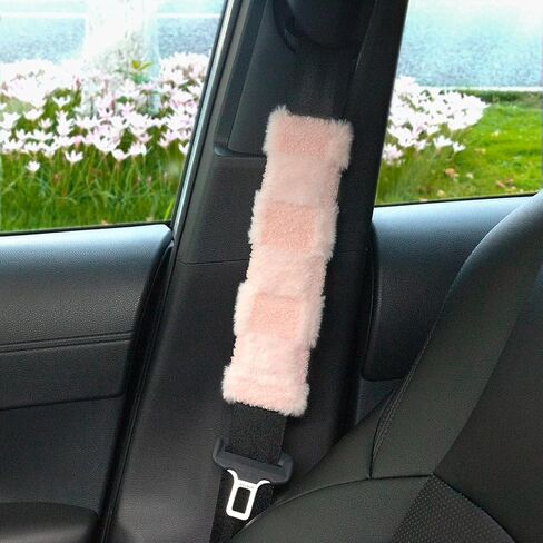 قطعتان من وسادات غطاء حزام الأمان ذات المربعات، غطاء حزام الأمان التلقائي الناعم الغامض، وسادات كتف السيارة للأطفال والنساء، مناسبة لجميع المركبات (أسود) in Kuwait