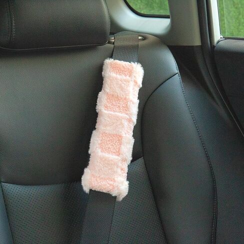 قطعتان من وسادات غطاء حزام الأمان ذات المربعات، غطاء حزام الأمان التلقائي الناعم الغامض، وسادات كتف السيارة للأطفال والنساء، مناسبة لجميع المركبات (أسود) in Kuwait