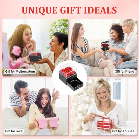 Preserved Red Rose Flowers Gift Box with Bonus Bracelet - Perfect Surprise Gift for Anniversaries, Birthdays - Ideal for Girlfriend, Mother in Saudi Arabia