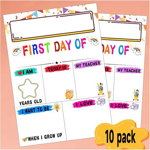 First & Last Day of School Board - 10pack Back to School Sign - Double Sided 1st Day of Kindergarten Preschool Chalkboard Photo Prop, Back to School Gifts for Kids Girls Boys - 8 X 11" in Saudi Arabia