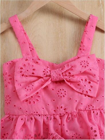 SHENHE Girl's Cute Short Sets 2 Piece Outfits Ruffle Pointelle Summer Sets Bow Knot Cami and Skirt in Saudi Arabia