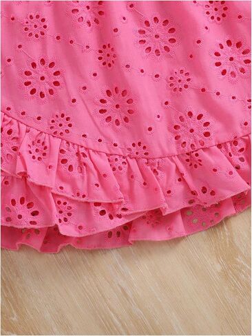 SHENHE Girl's Cute Short Sets 2 Piece Outfits Ruffle Pointelle Summer Sets Bow Knot Cami and Skirt in Saudi Arabia