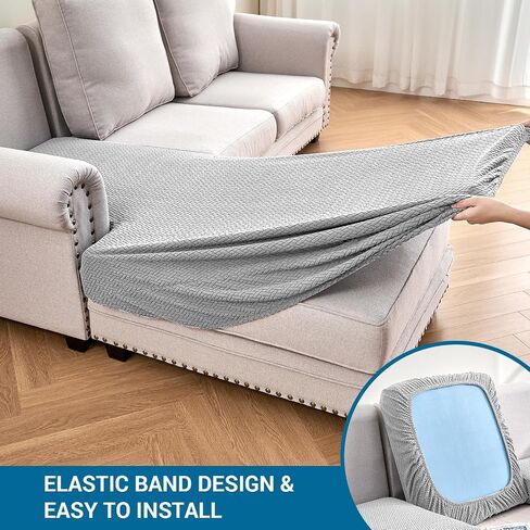 Deep Dream Sectional Couch Covers 4 Pieces Stretch Couch Cushion Covers for Left/Right Sectional Couch Dogs Pet L Shaped Anti-Slip Sofa Slipcovers (3 Seater + 1 Chaise, Dark Grey) in Saudi Arabia