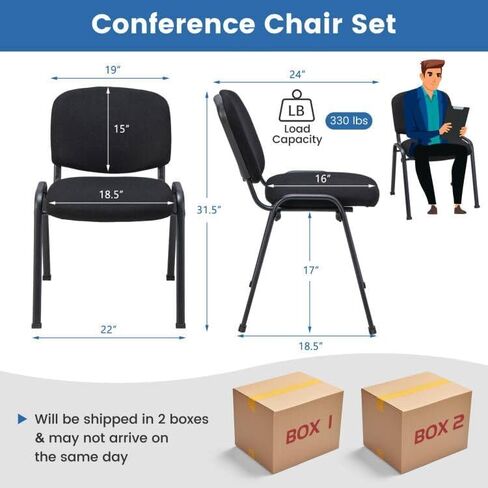 مجموعة Giantex المكونة من 5 كراسي مؤتمرات مع مقعد منجد مريح، تصميم أنيق وقابل للتكديس للمكتب، غرفة الانتظار، غرفة الضيوف، مجموعة كراسي استقبال تنفيذية مكونة من 5 قطع (31.5 ارتفاع) in Kuwait