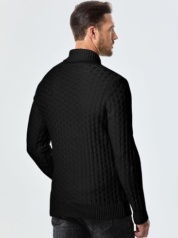 JMIERR Men's Shawl Collar Pullover Sweater Casual Slim Fit Button Textured Knit Sweaters in Saudi Arabia