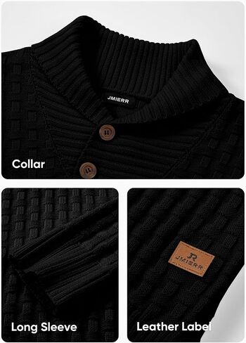 JMIERR Men's Shawl Collar Pullover Sweater Casual Slim Fit Button Textured Knit Sweaters in Saudi Arabia