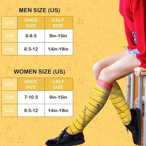 2 Pairs Pencil Socks for Men or Women, Funny Crazy Silly Knee High Socks Back to School Socks for Pencil Lover Teacher Students(S/M) in Saudi Arabia