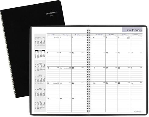 AT-A-GLANCE 2023 Monthly Planner, DayMinder, 8" x 12", Large, Faux Leather, Black (G47000) in Saudi Arabia