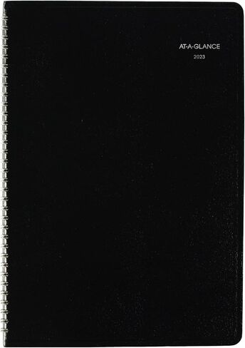 AT-A-GLANCE 2023 Monthly Planner, DayMinder, 8" x 12", Large, Faux Leather, Black (G47000) in Saudi Arabia