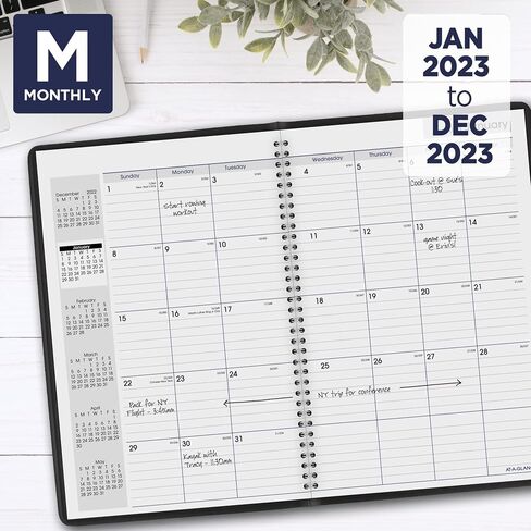 AT-A-GLANCE 2023 Monthly Planner, DayMinder, 8" x 12", Large, Faux Leather, Black (G47000) in Saudi Arabia