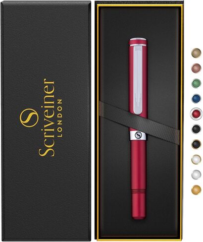 Scriveiner Black Rollerball EDC Luxury Pen, Stunning Pocket Pen with Chrome Finish, Cool Writing Pen, Best Pen Gift for Men & Women, German Schmidt Refill, Nice Present, Fancy Office Designer Pen Set in Kuwait