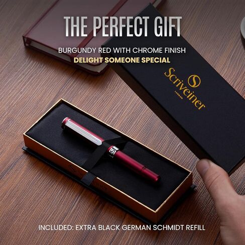 Scriveiner Black Rollerball EDC Luxury Pen, Stunning Pocket Pen with Chrome Finish, Cool Writing Pen, Best Pen Gift for Men & Women, German Schmidt Refill, Nice Present, Fancy Office Designer Pen Set in Kuwait