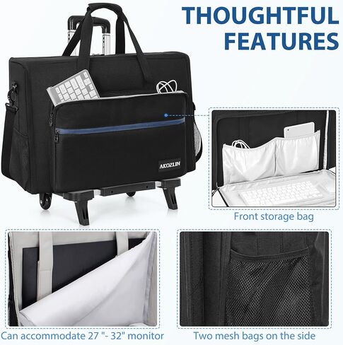 شاشات LCD / أجهزة تلفزيون دوارة (حتى 2) حقيبة حمل للنقل بعجلات لشاشة عرض مبطنة مقاس 27 بوصة - 32 بوصة حقيبة سفر in Kuwait