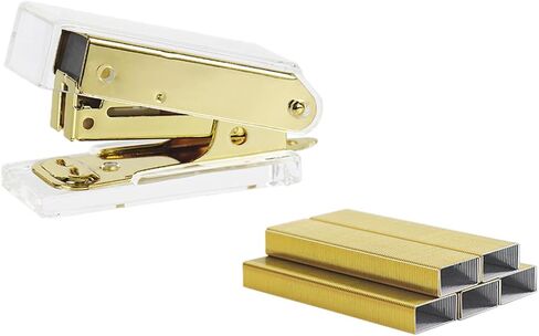 Mini Stapler with Staples Set Clear Acrylic Rose Gold Metallic Manual Stapler and 1000pcs 6/26 Colored Staples Kit for Desk Supplies Accessory(Rose Gold Mini Stapler with Staples) in Kuwait
