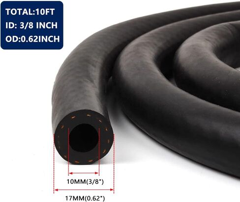 MUGE RACING NBR Fuel Line Hose Black Nylon Steel Oil Gas Fuel Line Hose 1/4 Inch Inside Diameter Suitable for Fuel Systems Engines Tube Hose 10 Feet in Saudi Arabia