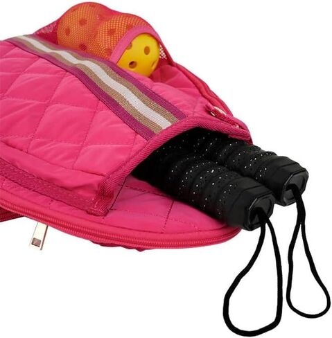 Jillian Bounce Berry Pink Striped 12 x 16 Inch Quilted Nylon Womens Pickleball Sport Sling Bag in Saudi Arabia
