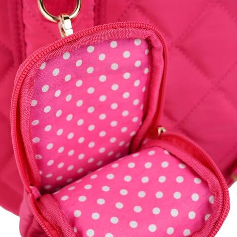 Jillian Bounce Berry Pink Striped 12 x 16 Inch Quilted Nylon Womens Pickleball Sport Sling Bag in Saudi Arabia
