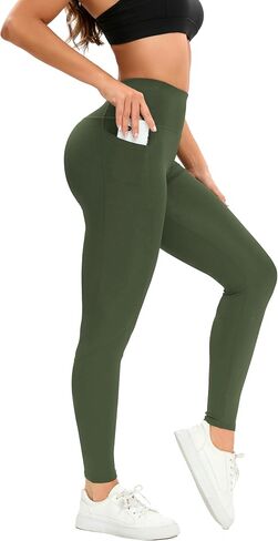 High Waisted Yoga Leggings with Pocket, Tummy Control Workout Running Yoga Pants for Women in Saudi Arabia
