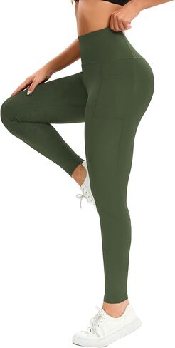 High Waisted Yoga Leggings with Pocket, Tummy Control Workout Running Yoga Pants for Women in Saudi Arabia