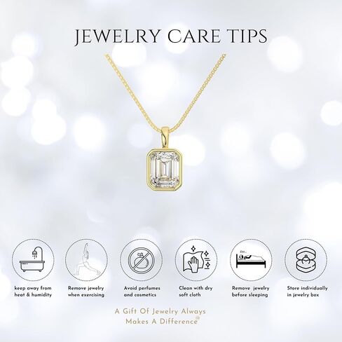 قلادات قلادة من الذهب الأبيض أو الأصفر الخالص عيار 14 قيراط من ألماس مويسانيتي وسوليتير | مستديرة، كمثرية، على شكل قلب | قلادة فقط أو مع صندوق/سلسلة كابل | صنع في الولايات المتحدة الأمريكية in Kuwait