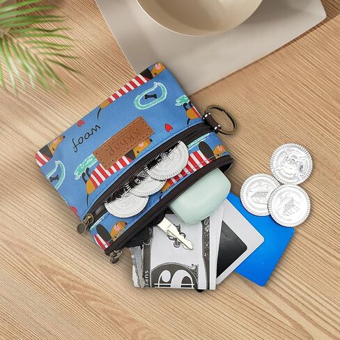 Coin Bag, Waterproof Coin Wallet Small Coin Purse with Zipper and Keyring, Cute Coin Pouch for Women and Girls, Change Purse Mini Storage Bag for Coin, Cards, Keys, Lipsticks (sky blue) in Kuwait