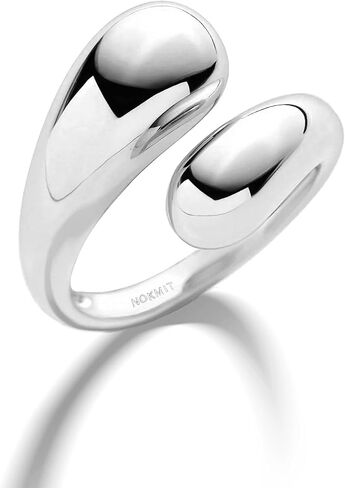 NOKMIT Chunky Gold Dome Rings for Women Bypass Teardrop Ring Simple Adjustable Wrap Open Statement Band Gold Silver Tone High Polished Smooth Comfort Fit (Gold, 5) in Kuwait