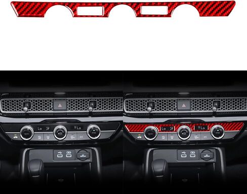 ألياف الكربون الحقيقية متوافقة مع Honda 11th Gen Civic 2022 2023 2024 Sport/Si/LX/Type R سيدان هاتشباك لوحة أجهزة القياس غطاء لوحة القيادة الداخلية ملحقات الكسوة الحمراء in Kuwait