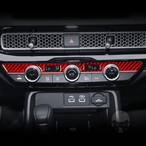 ألياف الكربون الحقيقية متوافقة مع Honda 11th Gen Civic 2022 2023 2024 Sport/Si/LX/Type R سيدان هاتشباك لوحة أجهزة القياس غطاء لوحة القيادة الداخلية ملحقات الكسوة الحمراء in Kuwait