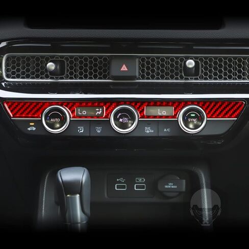 ألياف الكربون الحقيقية متوافقة مع Honda 11th Gen Civic 2022 2023 2024 Sport/Si/LX/Type R سيدان هاتشباك لوحة أجهزة القياس غطاء لوحة القيادة الداخلية ملحقات الكسوة الحمراء in Kuwait