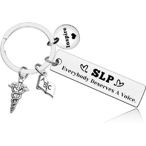 SLP Keychain Gifts Speech Therapist Gifts Appreciation Gifts for Speech Language Pathologist Gift for Speech Therapy Keyring SLP Retirement Graduation Birthday Gift for Women Men Keychain Jewelry