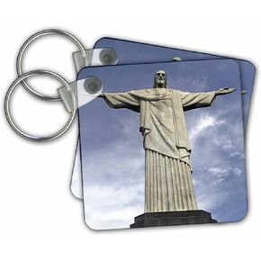 3dRose Brazil, Rio De Janeiro, Christ The Redeemer - Key Chains, 2,25 x 2,25", Set of 2 (kc_85743_1)
