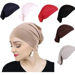 6 Pieces Women Under Scarf Hat Cap Bonnet Inner Hijab Islamic Neck Cover Muslim Stretch Tube Cap Headband