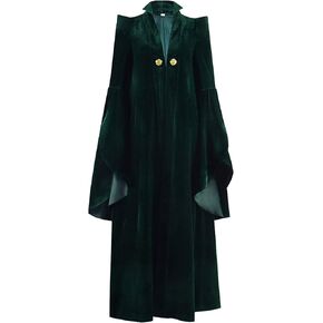 Womens Professor Mcgonagall Costume Robe Green Wizard Sorceress Cloak Coat Witch Halloween Cosplay Costume