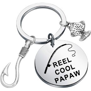 CENWA Reel Cool Papaw Keychain Papaw Gift Father Loves Fishing Fisherman Keychain Cool Grandpa or Dad Christmas Birthday Gift