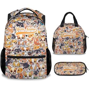 Chihuahua Dog Backpacks Kids, 16 Inch Cute Backpack for School, Yellow Lightweight Bookbag for Girls